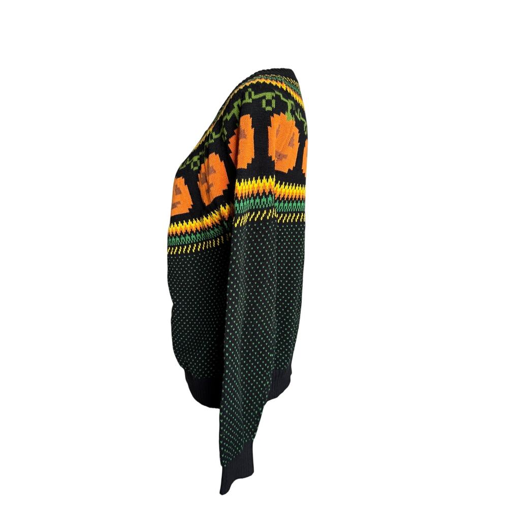 ModCloth Pumpkin Fair Isle Halloween Sweater Cardigan Pumpkin Sweater Medium - Picture 10 of 16